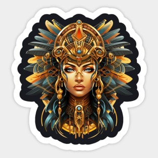 A pharaonic queen wearing a golden headdress and ancient Egyptian jewelry Sticker